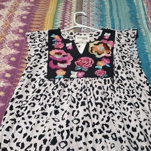 Savannah Jane Leopard Embroidered Blouse